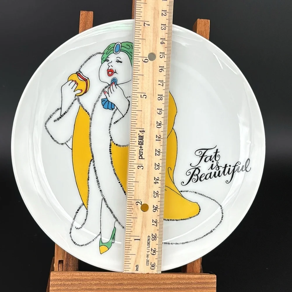 Vintage Set of 4 Fitz and Floyd Fat Is Beautiful Porcelain Plates
